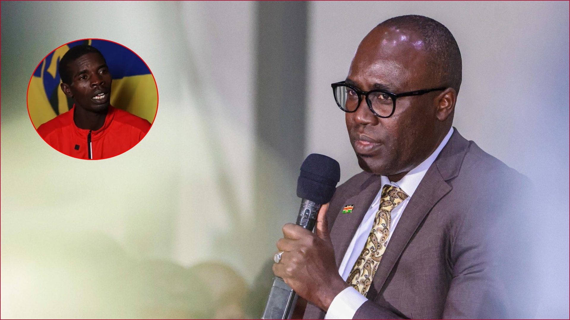 Foreign Affairs PS Korir Sing'oei announced government's intervention in saving Kenyans held in Ukraine (Inset: Kenyan Evans Kibet held in Ukraine as prisoner of war).